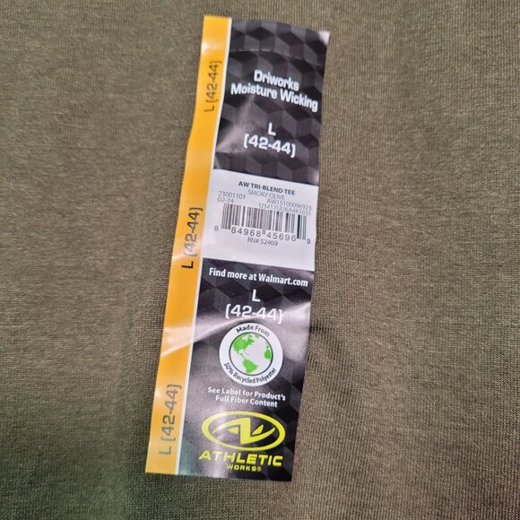 Athletic Works Men's Short Sleeve Smoky Olive Tri-Blend Tee L (42-44) - Picture 4 of 9